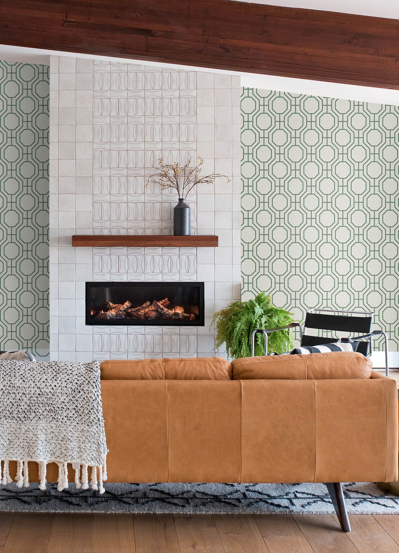 Manor Taupe Geometric Trellis Wallpaper Wallpaper A-Street Prints   