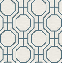 Manor Taupe Geometric Trellis Wallpaper Wallpaper A-Street Prints Double Roll Blue 