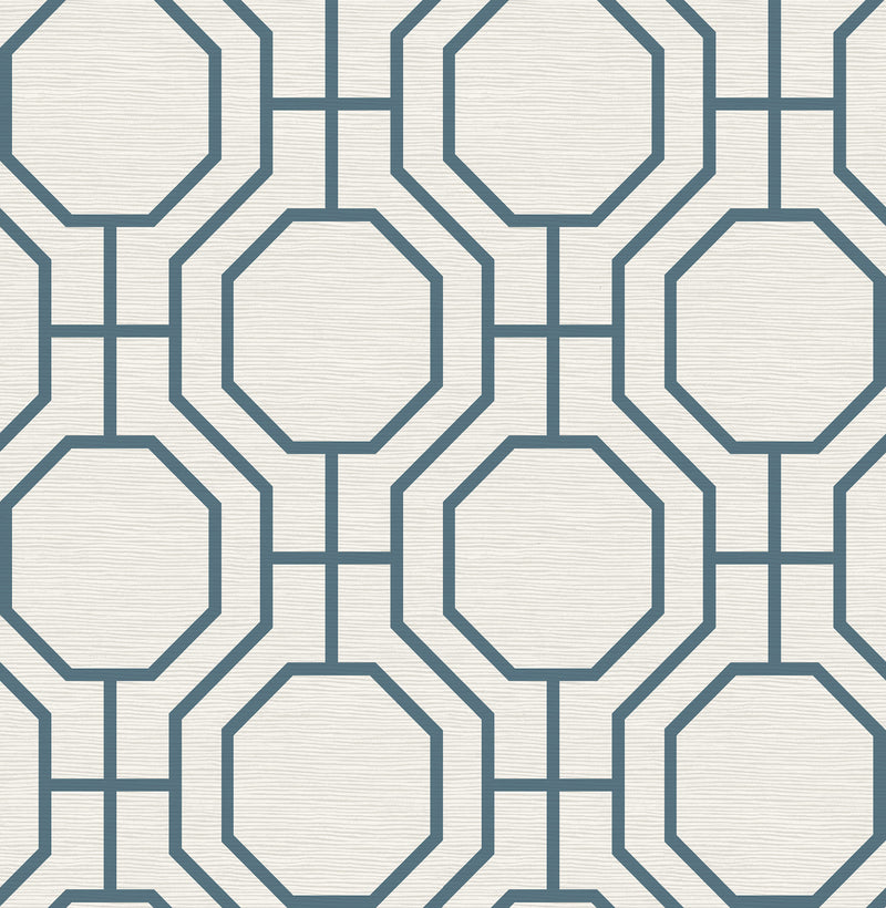 Manor Taupe Geometric Trellis Wallpaper Wallpaper A-Street Prints Double Roll Blue 