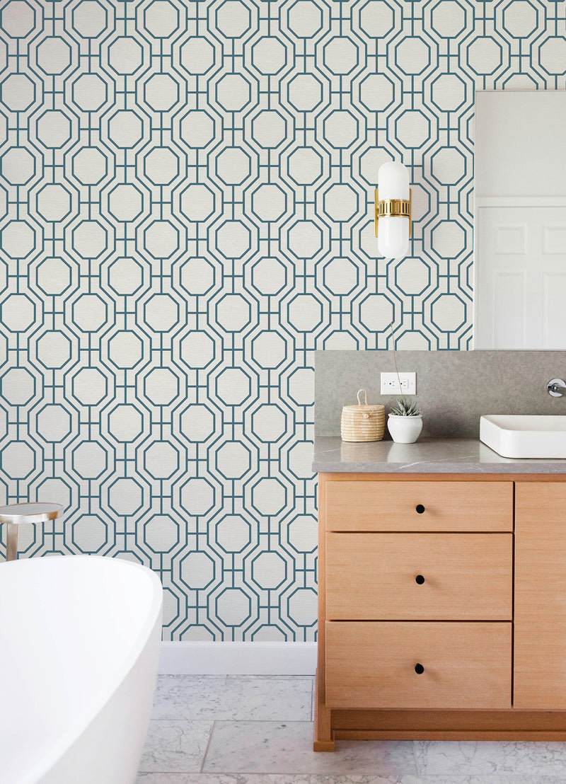 Manor Taupe Geometric Trellis Wallpaper Wallpaper A-Street Prints   