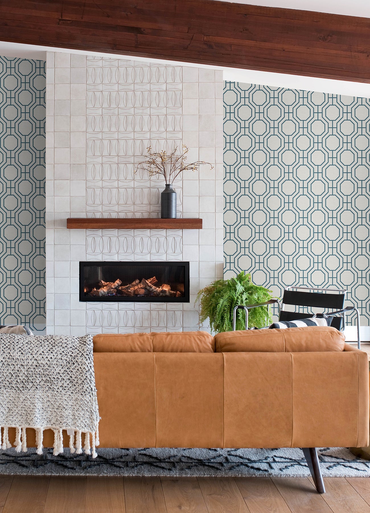 Manor Taupe Geometric Trellis Wallpaper Wallpaper A-Street Prints   