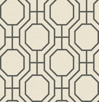 Manor Taupe Geometric Trellis Wallpaper Wallpaper A-Street Prints Double Roll Black 