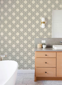 Manor Taupe Geometric Trellis Wallpaper Wallpaper A-Street Prints   