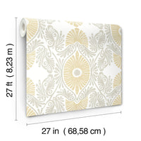 Villa Light Yellow Embellished Ogee Wallpaper Wallpaper A-Street Prints   