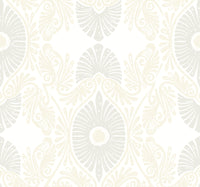 Villa Light Yellow Embellished Ogee Wallpaper Wallpaper A-Street Prints Double Roll Bone 