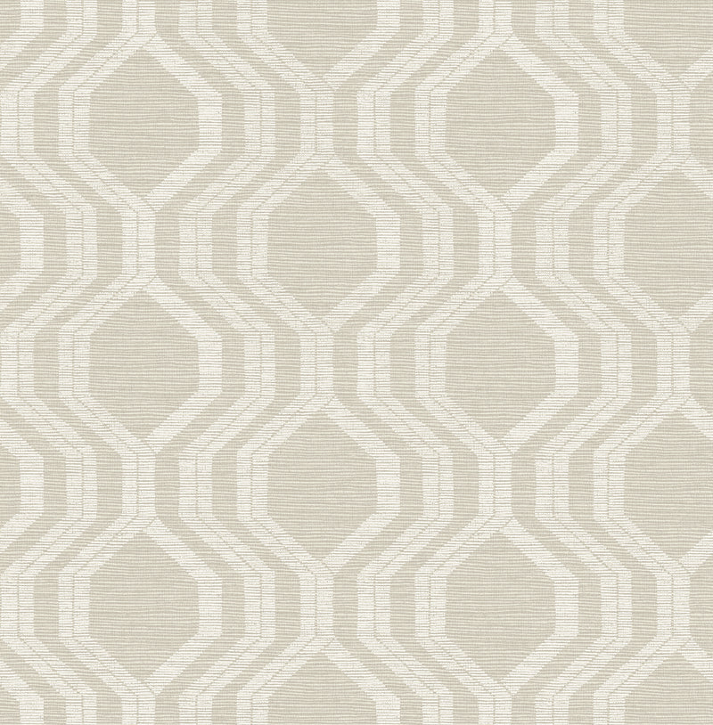 Burton Neutral Modern Ogee Wallpaper Wallpaper A-Street Prints Double Roll Neutral 