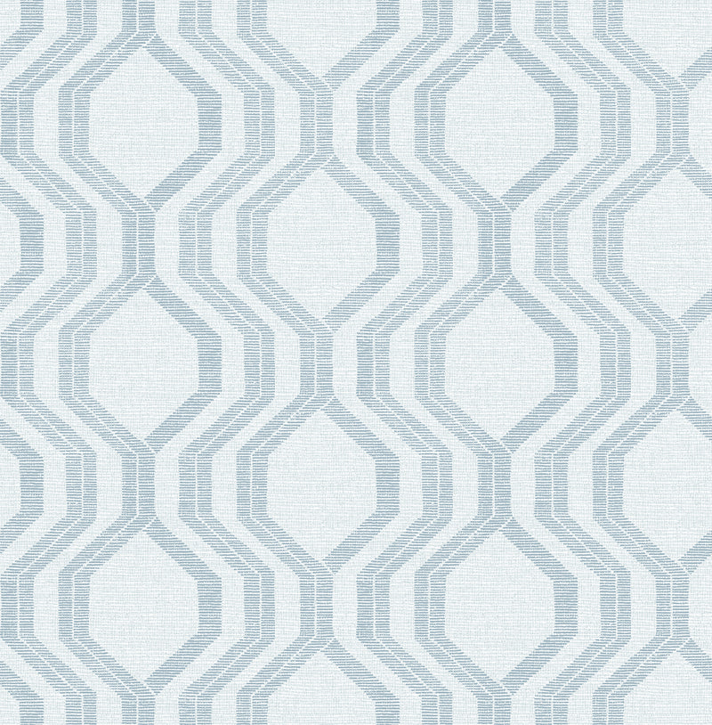 Burton Neutral Modern Ogee Wallpaper Wallpaper A-Street Prints Double Roll Light Blue 