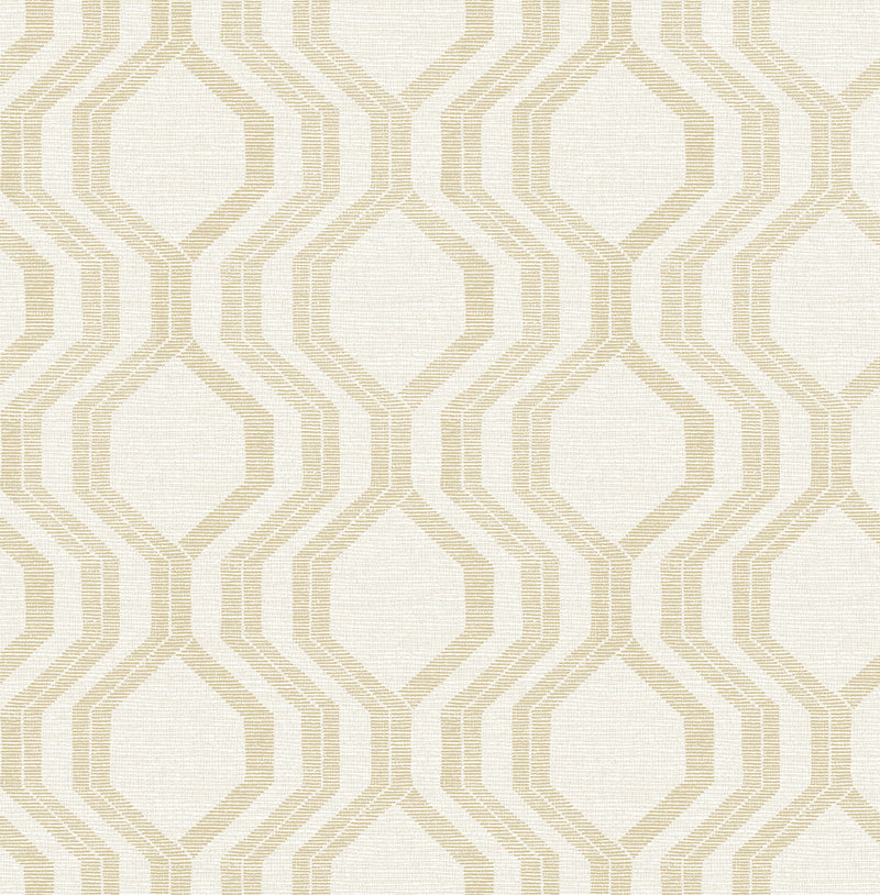 Burton Neutral Modern Ogee Wallpaper Wallpaper A-Street Prints Double Roll Gold 