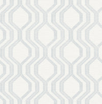 Burton Neutral Modern Ogee Wallpaper Wallpaper A-Street Prints Double Roll Silver 