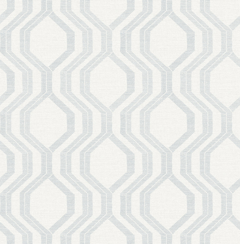 Burton Neutral Modern Ogee Wallpaper Wallpaper A-Street Prints Double Roll Silver 