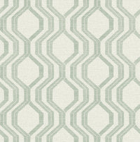 Burton Neutral Modern Ogee Wallpaper Wallpaper A-Street Prints Double Roll Green 