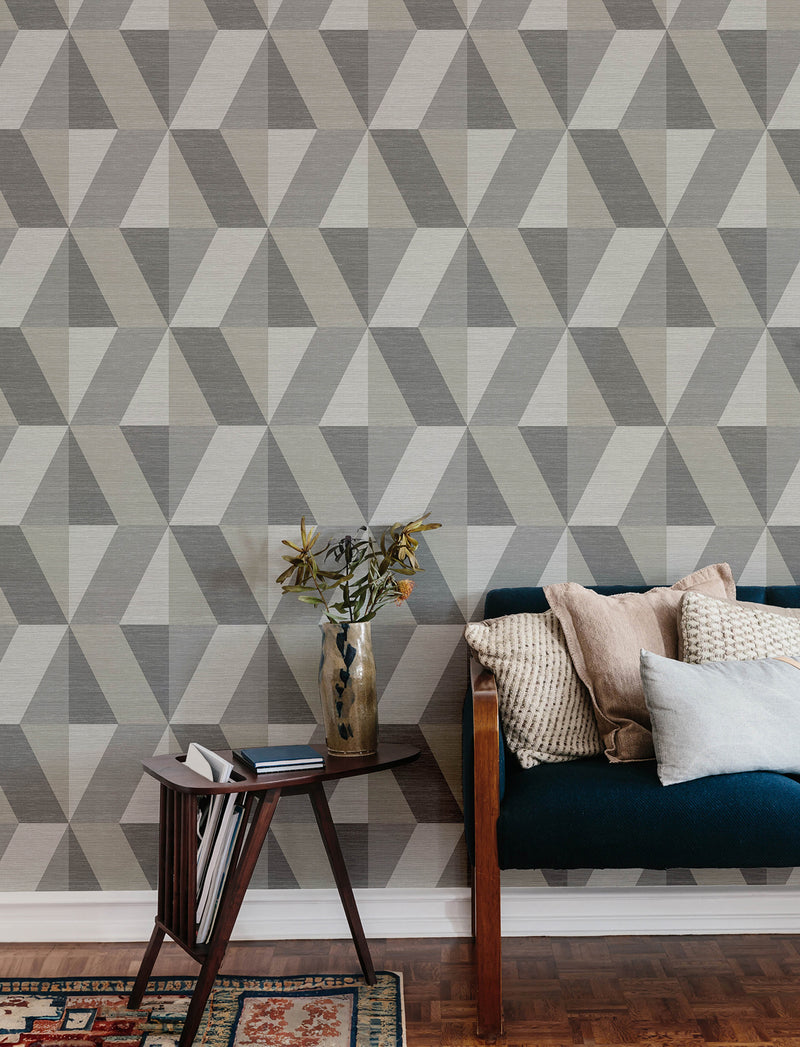 Winslow Green Geometric Faux Grasscloth Wallpaper Wallpaper A-Street Prints   