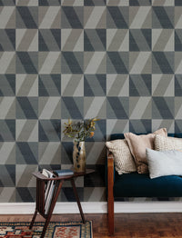 Winslow Green Geometric Faux Grasscloth Wallpaper Wallpaper A-Street Prints   