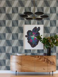 Winslow Green Geometric Faux Grasscloth Wallpaper Wallpaper A-Street Prints   