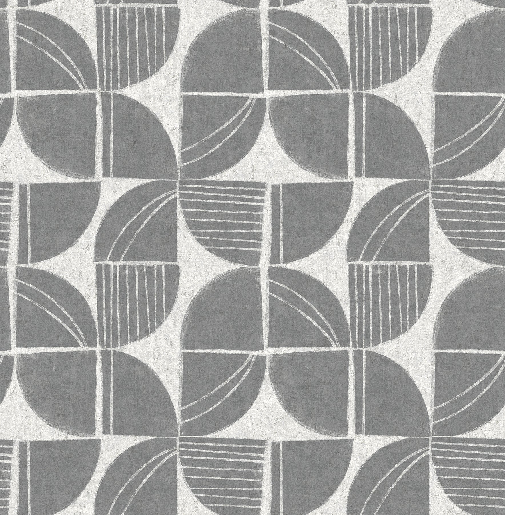 Baxter Charcoal Semicircle Mosaic Wallpaper Wallpaper A-Street Prints Double Roll Charcoal 