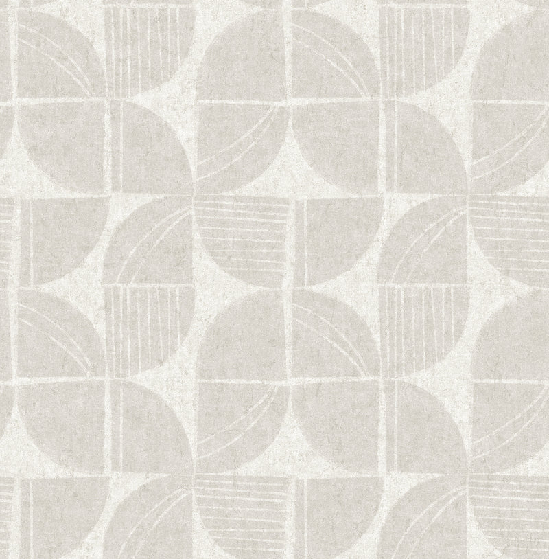 Baxter Charcoal Semicircle Mosaic Wallpaper Wallpaper A-Street Prints Double Roll Bone 