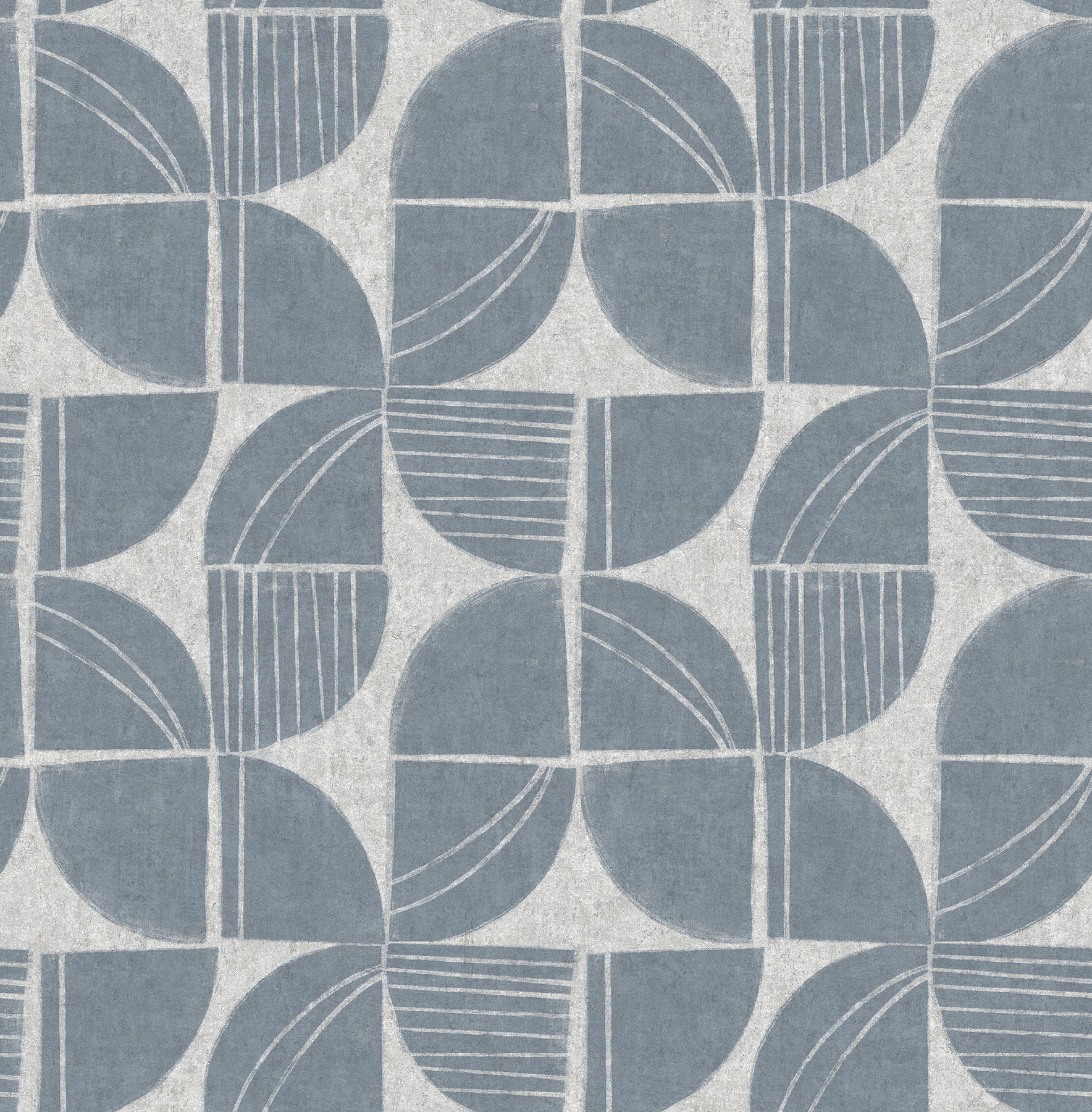 Baxter Charcoal Semicircle Mosaic Wallpaper Wallpaper A-Street Prints Double Roll Denim 