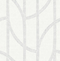 Harlow Silver Curved Contours Wallpaper Wallpaper A-Street Prints Double Roll Silver 