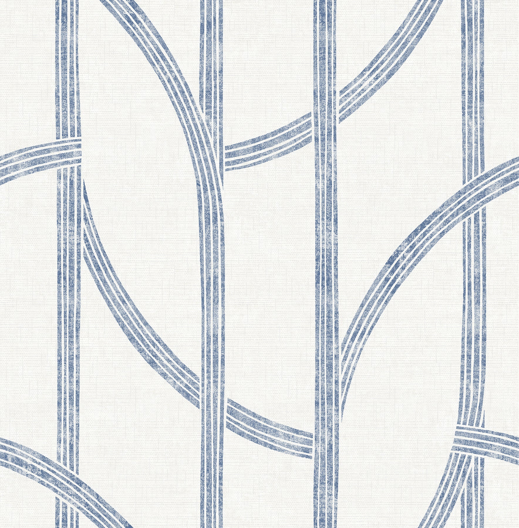 Harlow Silver Curved Contours Wallpaper Wallpaper A-Street Prints Double Roll Indigo 