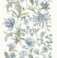 Teonna Floral Stripe Wallpaper Wallpaper A-Street Prints Roll Blue