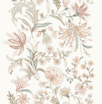 Teonna Floral Stripe Wallpaper Wallpaper A-Street Prints Roll Light Pink