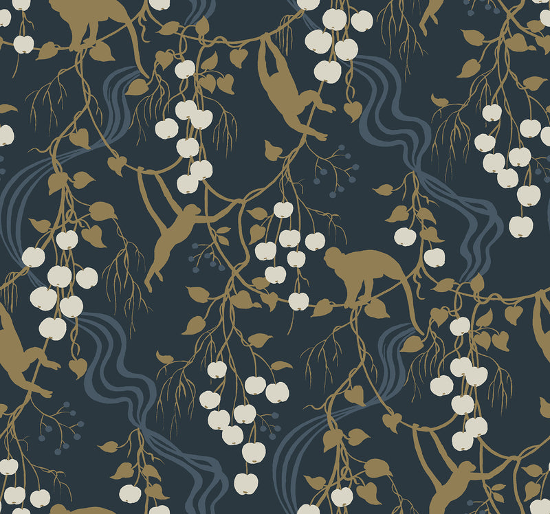 Linden Jungle Canopy Wallpaper Wallpaper A-Street Prints Roll Navy