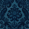 Shadow Flocked Damask Wallpaper Wallpaper A-Street Prints Roll Blue