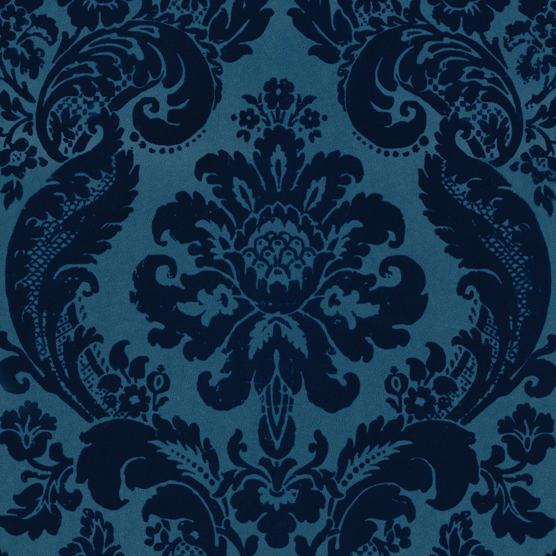 Shadow Flocked Damask Wallpaper Wallpaper A-Street Prints Roll Blue