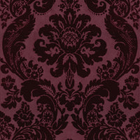 Shadow Flocked Damask Wallpaper Wallpaper A-Street Prints Roll Merlot