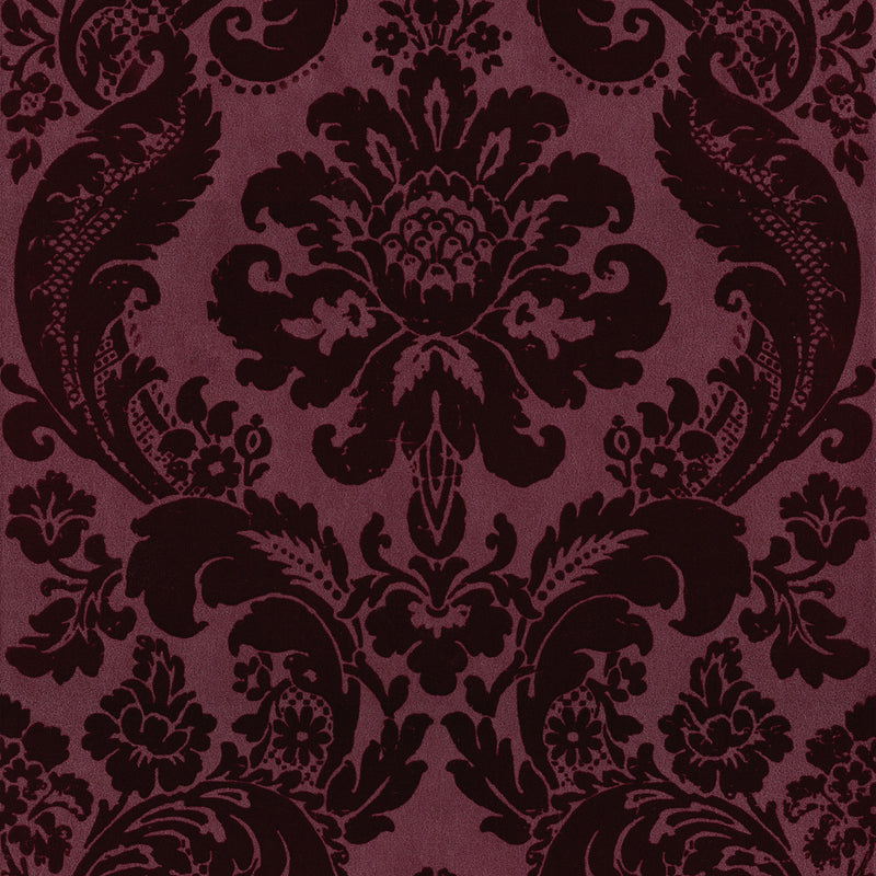 Shadow Flocked Damask Wallpaper Wallpaper A-Street Prints Roll Merlot