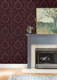 Shadow Flocked Damask Wallpaper Wallpaper A-Street Prints