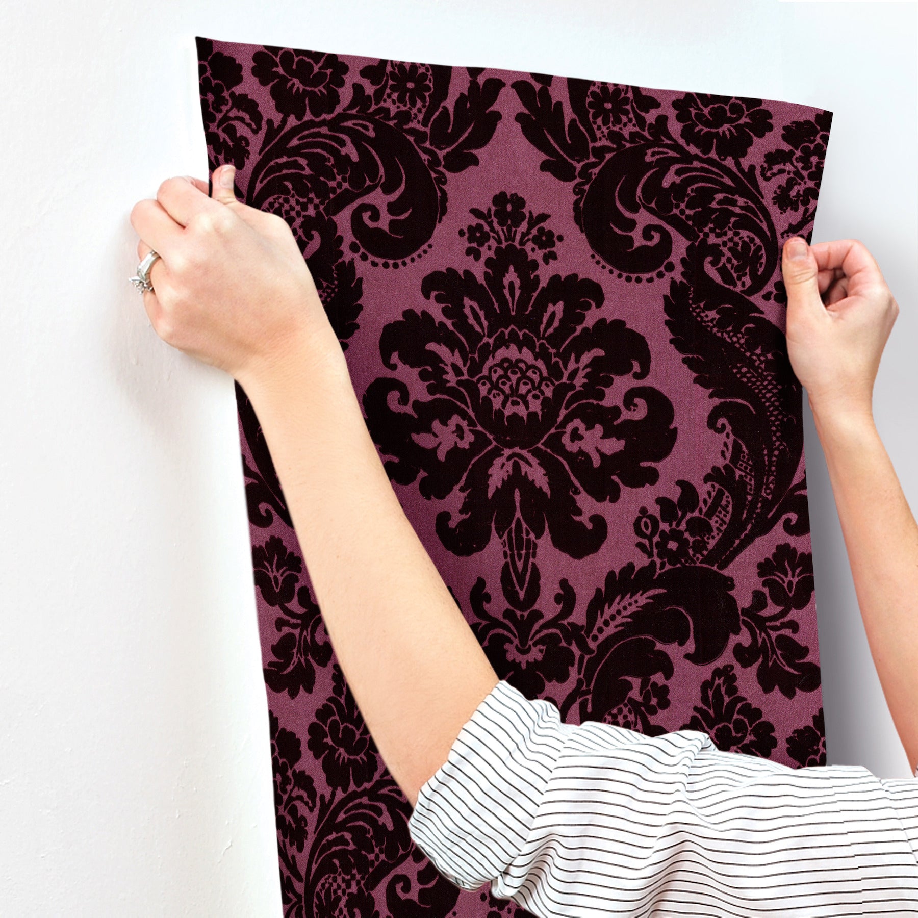 Shadow Flocked Damask Wallpaper Wallpaper A-Street Prints