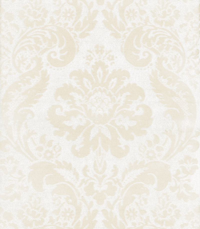 Shadow Flocked Damask Wallpaper Wallpaper A-Street Prints Roll Cream