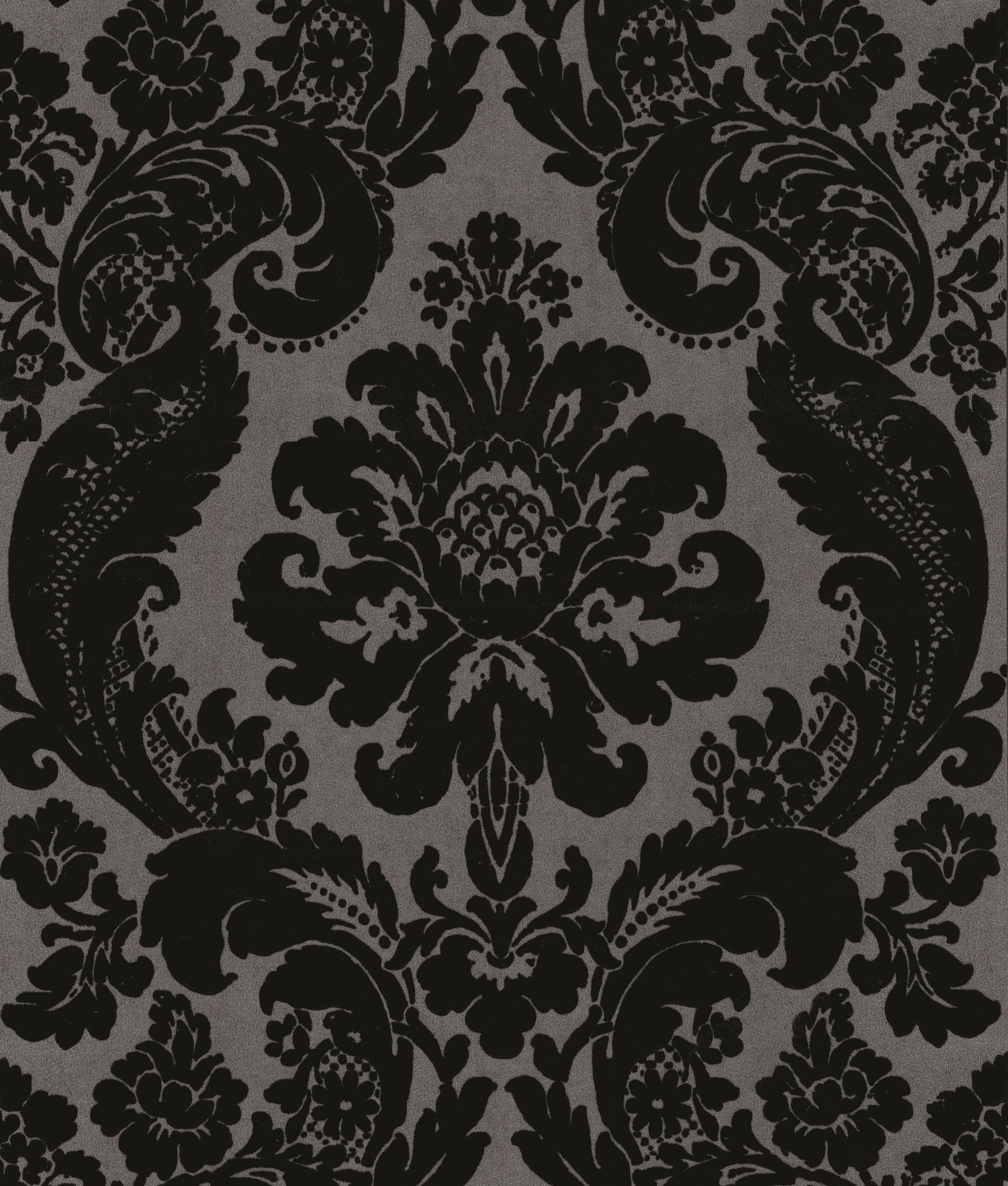 Shadow Flocked Damask Wallpaper Wallpaper A-Street Prints Roll Black