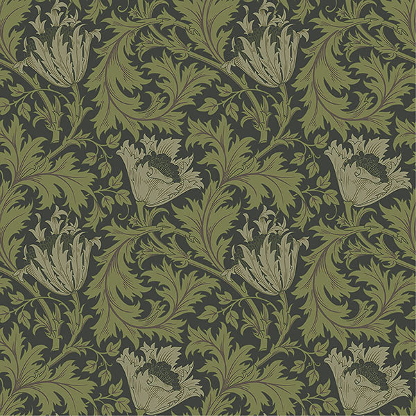 Anemone Wallpaper Wallpaper A-Street Prints Double Roll Dark Green 