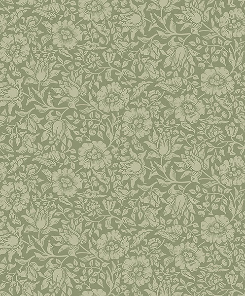 Mallow Wallpaper Wallpaper A-Street Prints Double Roll Green 