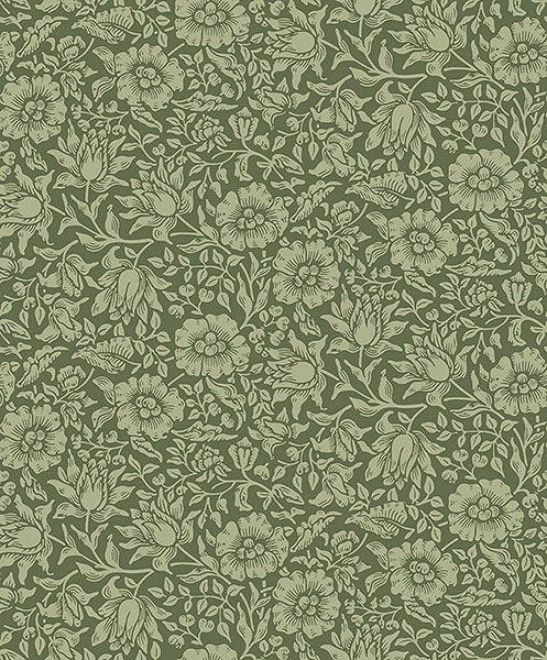 Mallow Wallpaper Wallpaper A-Street Prints Double Roll Dark Green 