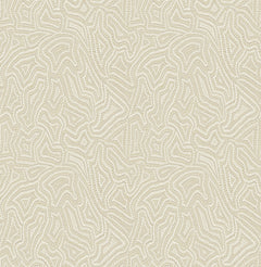 Introducing the Hollenback Dotted Abstract Wallpaper by York Wallcoverings, featuring a beige pattern with wavy, maze-like dotted lines that create a symmetrical and textured backdrop. This design exudes a subtle, organic feel reminiscent of topographic or fingerprint-inspired lines.