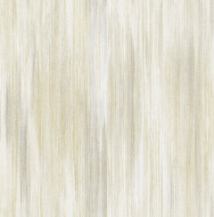 Vertical streaks of beige, cream, and pale gray on the Elysian Ikat Wallpaper by York Wallcoverings create a subtle, textured pattern with a soft, brushed appearance reminiscent of lightly painted or woven fabric.