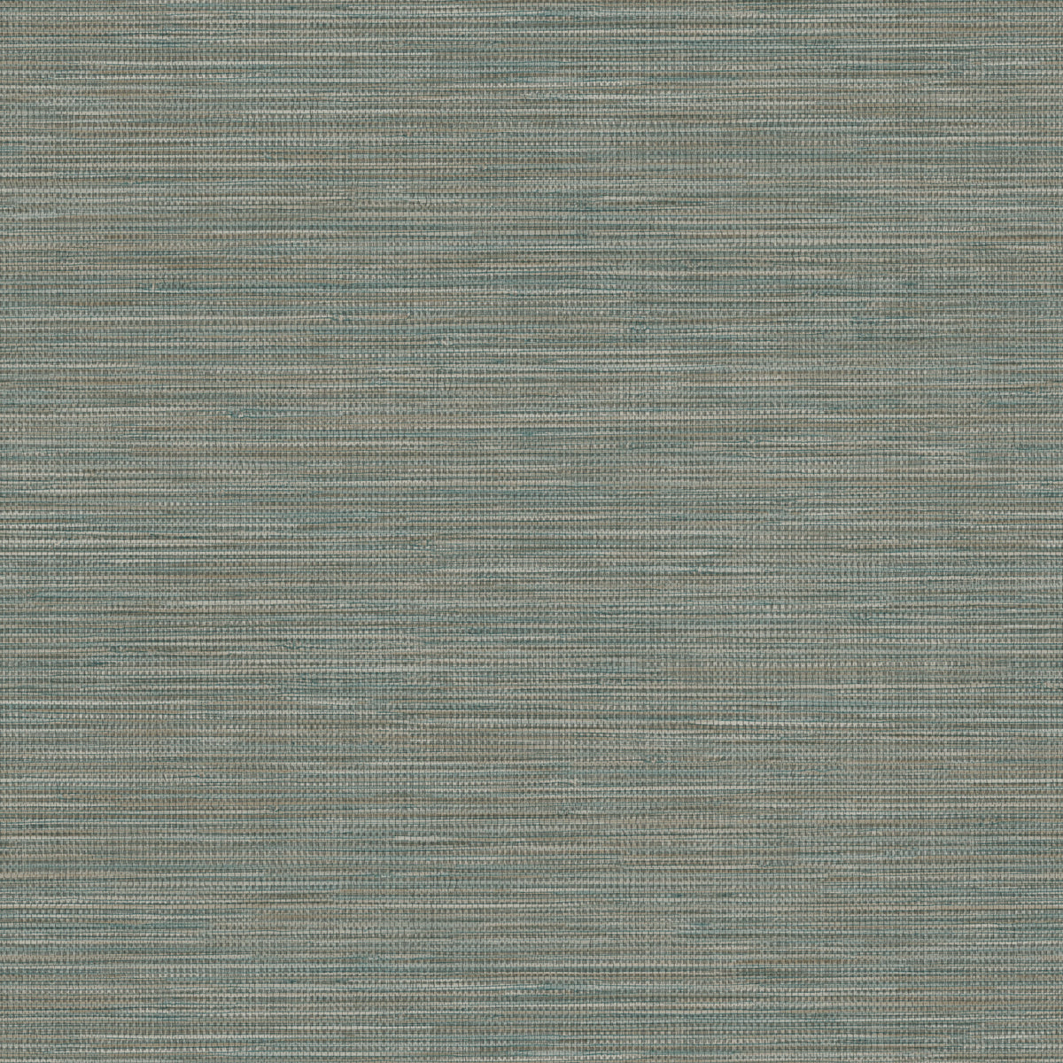 Winn Faux Grasscloth Wallpaper featuring a teal and gray horizontal woven grasscloth texture.