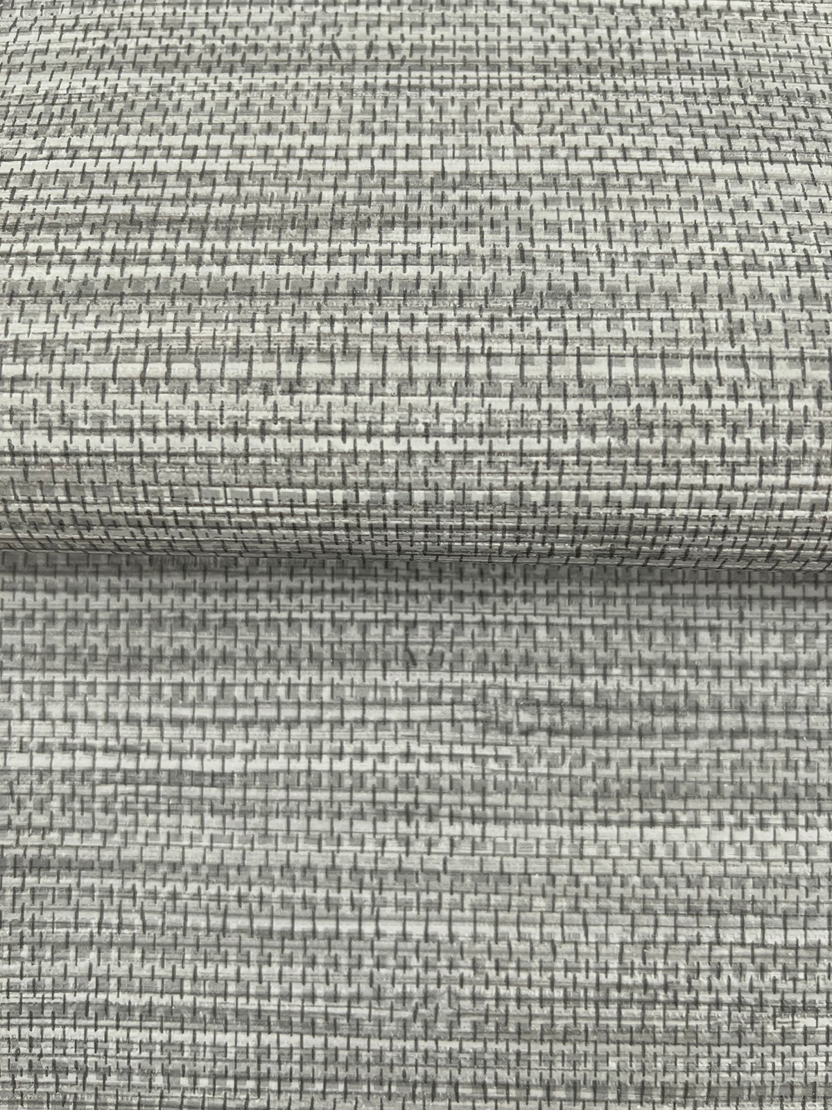 Winn Faux Grasscloth Wallpaper in gray, featuring a textured, woven pattern with dark horizontal and vertical lines.