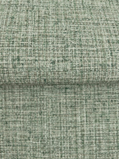 Clarkson Woven Wallpaper with a green and off-white cross-hatched textured pattern.