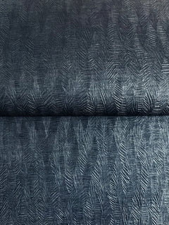 Bryson Feathered Texture Wallpaper in dark blue with an embossed, feathered herringbone pattern.