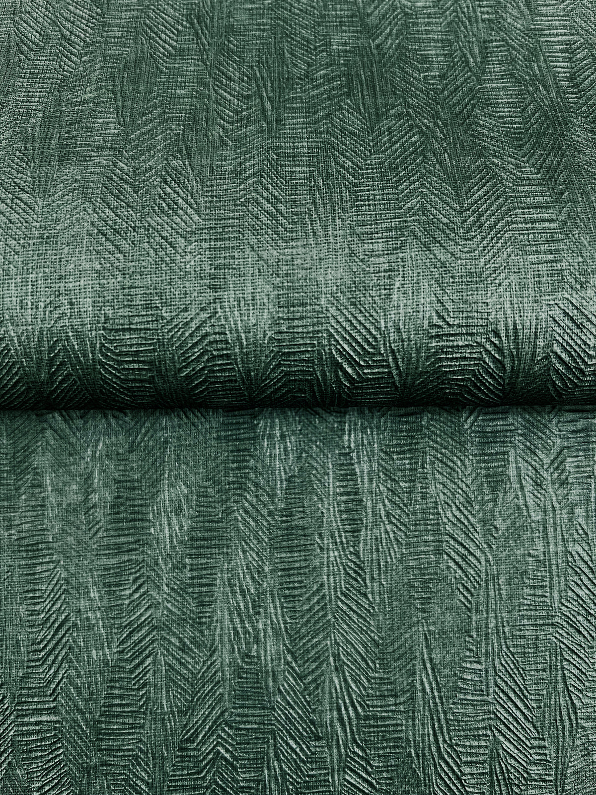Bryson Feathered Texture Wallpaper featuring a dark green, textured, feathered, herringbone pattern.
