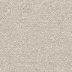 Chesapeake Harrison Swirling Geometric Wallpaper by York Wallcoverings features a beige and cream abstract pattern with overlapping curved lines forming semicircles and arches, creating a textured, woven appearance.