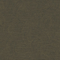 The Chesapeake Harrison Swirling Geometric Wallpaper by York Wallcoverings features a layered geometric design with intersecting dark brown curved lines forming overlapping arcs and semi-circles on a textured black background.