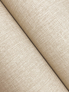 Close-up of two rolls of Chesapeake Sonia Faux Linen Wallpaper by York Wallcoverings intersecting diagonally, highlighting the fine woven fibers and crosshatch pattern on the surface.
