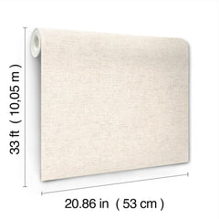 The Chesapeake Tansy Distressed Wallpaper by York Wallcoverings is shown in a beige roll displayed vertically, measuring 33 feet (10.05 meters) in length and 20.86 inches (53 centimeters) in width.