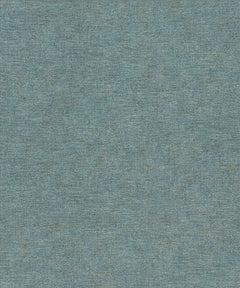 Chesapeake Tansy Distressed Wallpaper by York Wallcoverings features a textured background with a blend of blue and subtle green tones, resembling woven fabric or linen with a softly mottled, distressed appearance.