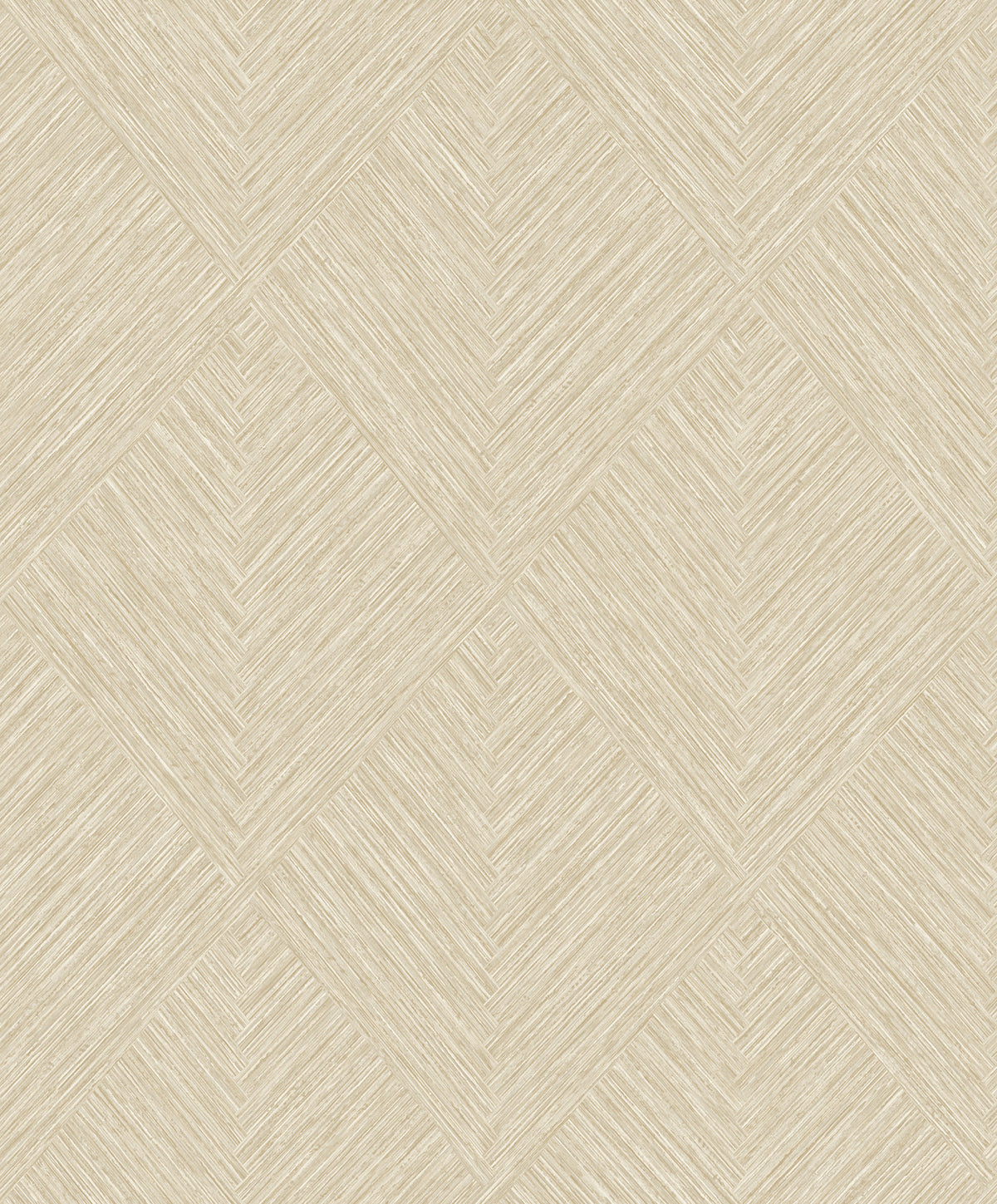 York Wallcoverings’ Chesapeake Hollis Textured Diamond Wallpaper features a beige background adorned with a subtle herringbone pattern. Diagonal lines form diamond shapes across the surface, creating the look of woven texture that adds depth and warmth to any space.